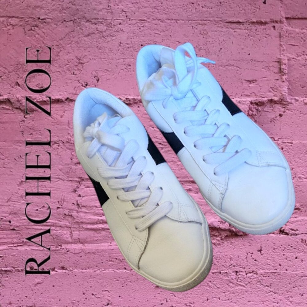 Rachel Zoe 10 Classic Genuine Leather Sneakers Retro White